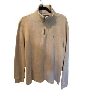 ⭐️ Men’s Ralph Lauren Polo Quarter Zip Beige Sweater Size XL Preppy Acadamia